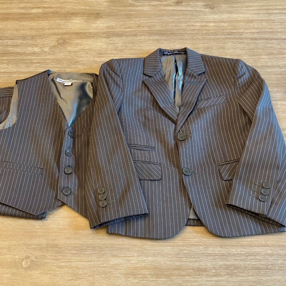 English Laundry Boys Grey Pinstripe 3-Piece Suit